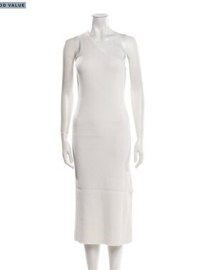 NakedCashmere Cream One-Shoulder Ribbed Midi Dress
